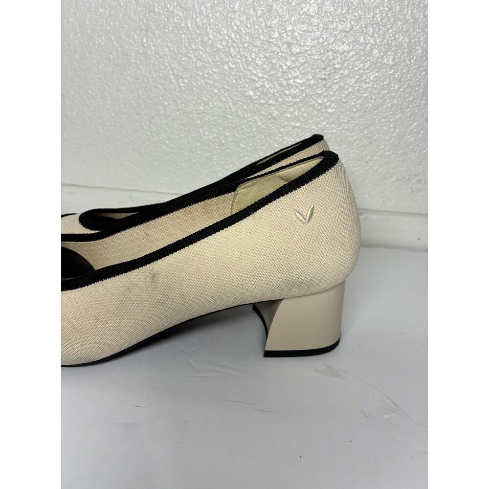 VIVAIA Julie Heels Shoes Almond Toe Stress Free Size 9.5 Beige Black Arch Pro - Picture 13 of 16